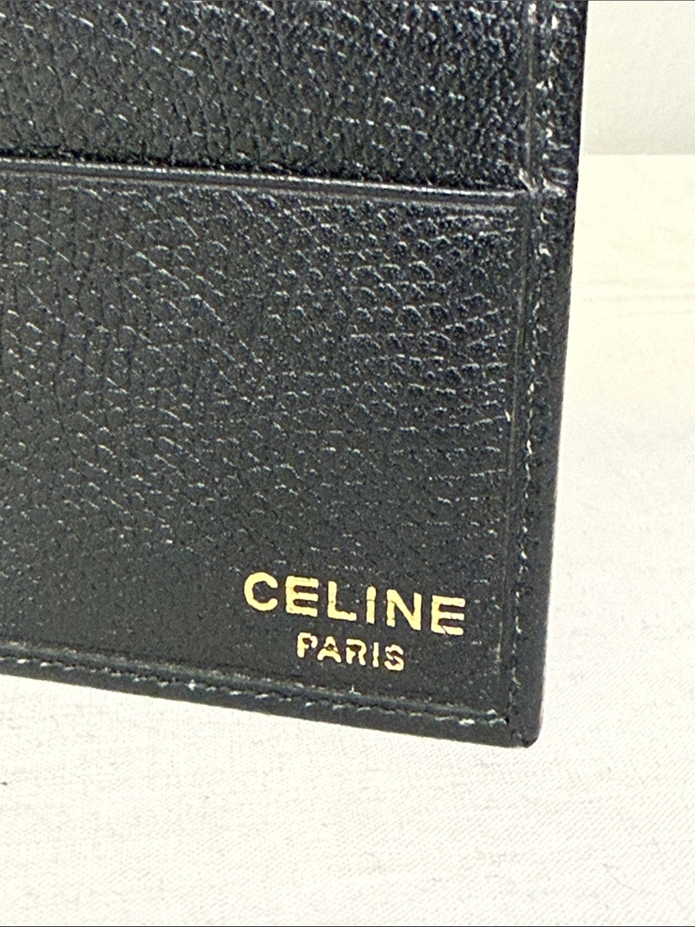 CELINE Macadam Black Leather Bifold Wallet Gold Tone Corner Hardware - Picture 7 of 8